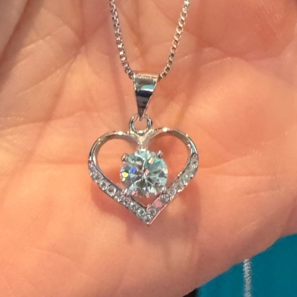 1 ctw Moissanite Heart Necklace .925